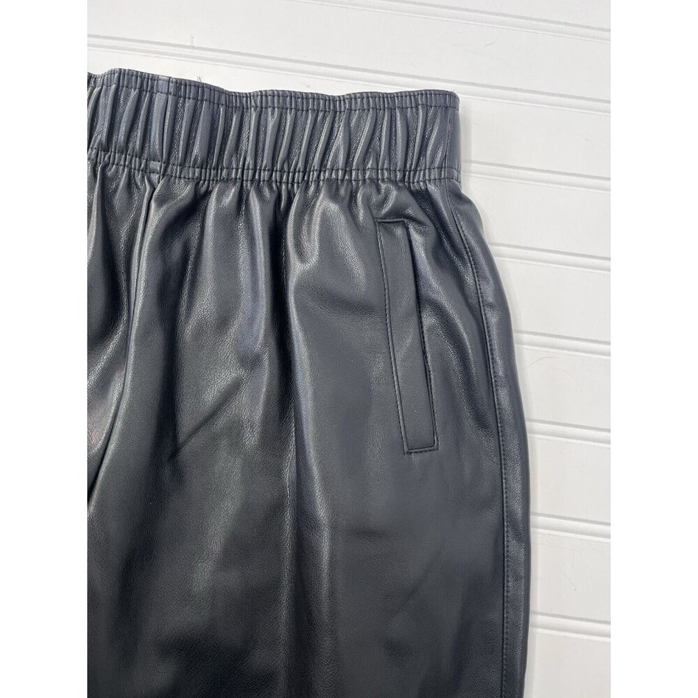 AVEC LES FILLES Women's Black Faux Leather Side Zipper Jogger Pants NWT XS - Picture 3 of 5
